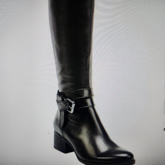 Naturalizer Black Leather "Dev" wide calf riding boots. NIB. Size 8 Wide calf - Picture 1 of 10
